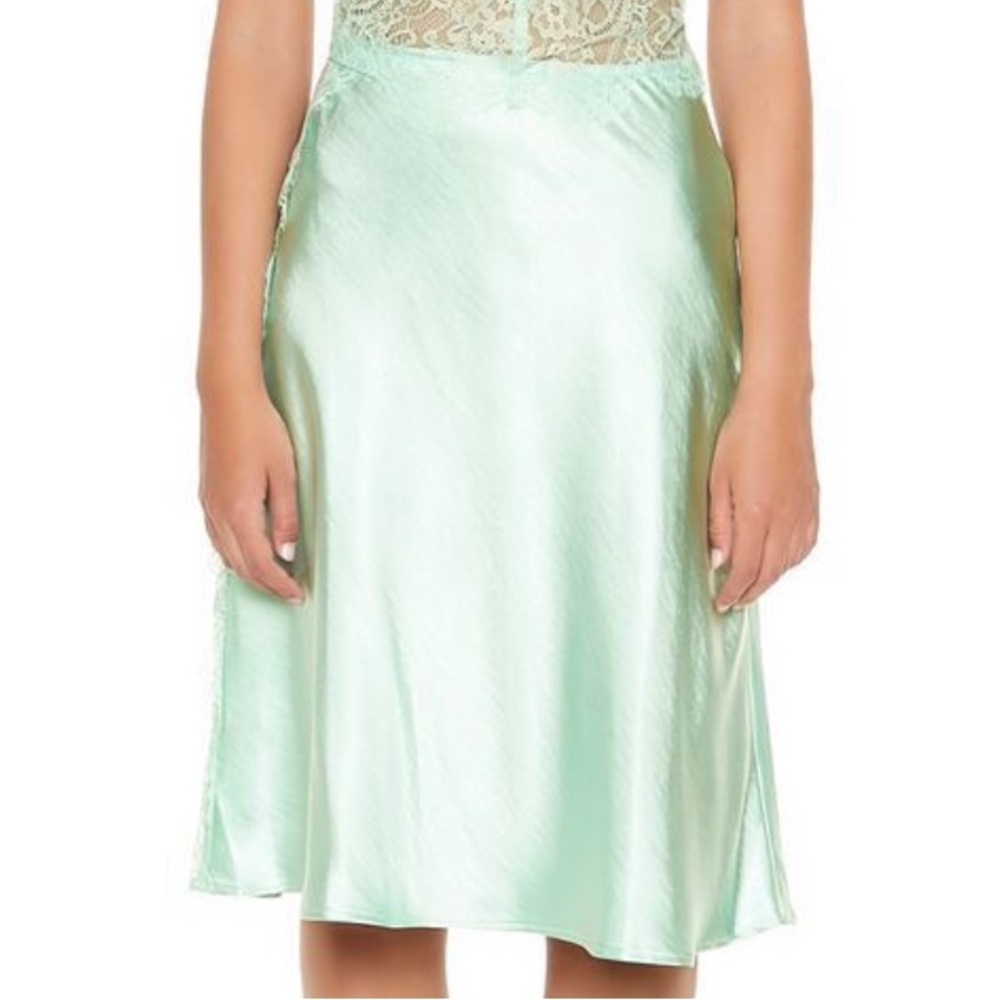 NWT Forever 21 Satin Midi Skirt Sz S - Sage/Light Green
